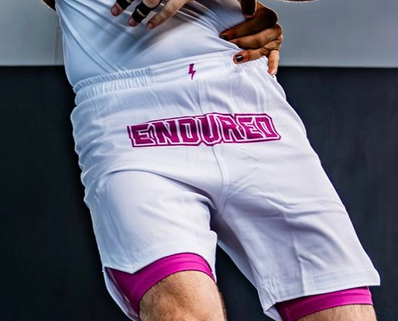 Pink on white 2in1 shorts.